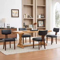 Dining Chairs black, Modern Leather Kitchen Chairs, Upholstered Side Chairs, Curved Backrest Dining Chairs with Hardwood Frame,