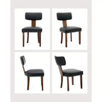 Chaises de salle à manger noires, chaises de cuisine modernes en cuir, chaises d'appoint rembourrées, chaises de salle à manger à dossier incurvé avec cadre en bois dur,