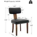 Chaises de salle à manger noires, chaises de cuisine modernes en cuir, chaises d'appoint rembourrées, chaises de salle à manger à dossier incurvé avec cadre en bois dur,
