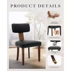 Chaises de salle à manger noires, chaises de cuisine modernes en cuir, chaises d'appoint rembourrées, chaises de salle à manger à dossier incurvé avec cadre en bois dur,