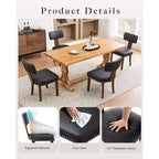 Chaises de salle à manger noires, chaises de cuisine modernes en cuir, chaises d'appoint rembourrées, chaises de salle à manger à dossier incurvé avec cadre en bois dur,