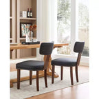 Chaises de salle à manger noires, chaises de cuisine modernes en cuir, chaises d'appoint rembourrées, chaises de salle à manger à dossier incurvé avec cadre en bois dur,