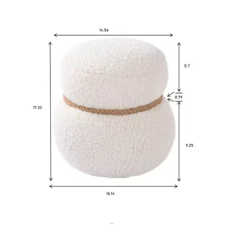 Tabouret bonhomme de neige chic de 43,9 cm, repose-pieds mignon, pouf d'appoint pour salon, repose-pieds plissé en tissu de flanelle avec une capacité de 68 kg