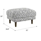 Ottoman élégant abstrait de 68 cm avec motif palette de couleurs Pétroglyphe, Repose-pieds ottoman d'appoint Mid-Century Modern pour salon, Décoration intérieure