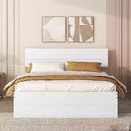 Lit plateforme complet avec tiroirs, Cadre de lit plateforme en bois massif avec tête de lit et pied de lit pour chambre à coucher