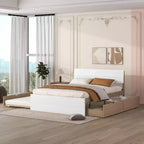 Lit plateforme complet avec tiroirs, Cadre de lit plateforme en bois massif avec tête de lit et pied de lit pour chambre à coucher