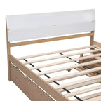 Lit plateforme complet avec tiroirs, Cadre de lit plateforme en bois massif avec tête de lit et pied de lit pour chambre à coucher