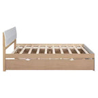 Lit plateforme complet avec tiroirs, Cadre de lit plateforme en bois massif avec tête de lit et pied de lit pour chambre à coucher