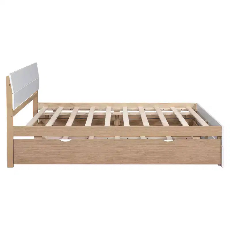 Lit plateforme complet avec tiroirs, Cadre de lit plateforme en bois massif avec tête de lit et pied de lit pour chambre à coucher