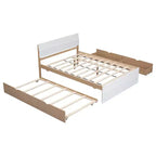 Lit plateforme complet avec tiroirs, Cadre de lit plateforme en bois massif avec tête de lit et pied de lit pour chambre à coucher