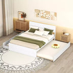 Lit plateforme complet avec tiroirs, Cadre de lit plateforme en bois massif avec tête de lit et pied de lit pour chambre à coucher