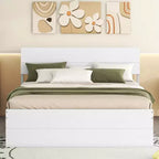 Lit plateforme complet avec tiroirs, Cadre de lit plateforme en bois massif avec tête de lit et pied de lit pour chambre à coucher