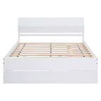 Lit plateforme complet avec tiroirs, Cadre de lit plateforme en bois massif avec tête de lit et pied de lit pour chambre à coucher