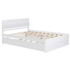 Lit plateforme complet avec tiroirs, Cadre de lit plateforme en bois massif avec tête de lit et pied de lit pour chambre à coucher