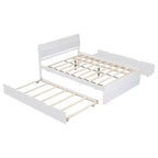 Lit plateforme complet avec tiroirs, Cadre de lit plateforme en bois massif avec tête de lit et pied de lit pour chambre à coucher