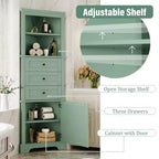 Meuble de rangement de salle de bain triangulaire en bois moderne avec 3 tiroirs et étagères réglables