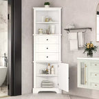 Meuble de rangement de salle de bain triangulaire en bois moderne avec 3 tiroirs et étagères réglables
