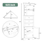 Meuble de rangement de salle de bain triangulaire en bois moderne avec 3 tiroirs et étagères réglables