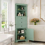 Meuble de rangement de salle de bain triangulaire en bois moderne avec 3 tiroirs et étagères réglables
