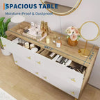 Commode à 6 tiroirs pour chambre à coucher, commode rustique en bois de 120 cm de large avec poignées-barres, commodes de rangement pour chambre à coucher, salon, couloir