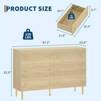 Commode à 6 tiroirs pour chambre à coucher, commode rustique en bois de 120 cm de large avec poignées-barres, commodes de rangement pour chambre à coucher, salon, couloir