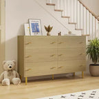 Commode à 6 tiroirs pour chambre à coucher, commode rustique en bois de 120 cm de large avec poignées-barres, commodes de rangement pour chambre à coucher, salon, couloir
