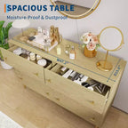 Commode à 6 tiroirs pour chambre à coucher, commode rustique en bois de 120 cm de large avec poignées-barres, commodes de rangement pour chambre à coucher, salon, couloir