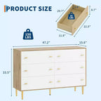 Commode à 6 tiroirs pour chambre à coucher, commode rustique en bois de 120 cm de large avec poignées-barres, commodes de rangement pour chambre à coucher, salon, couloir