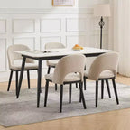 Wooden Dining Chairs, Upholstered Kitchen Dining Room Chair, Modern Linen Fabric Dinner Chair Support for Living Room, Beige