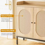 Armoire en rotin à 3 portes, organisateur de rangement pour chaussures avec étagères réglables, armoire de rangement 7 niveaux non encastrée pour entrée, couloir, salon