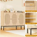 Armoire en rotin à 3 portes, organisateur de rangement pour chaussures avec étagères réglables, armoire de rangement 7 niveaux non encastrée pour entrée, couloir, salon