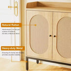 Armoire en rotin à 3 portes, organisateur de rangement pour chaussures avec étagères réglables, armoire de rangement 7 niveaux non encastrée pour entrée, couloir, salon