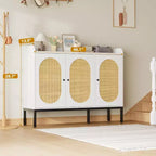 Armoire en rotin à 3 portes, organisateur de rangement pour chaussures avec étagères réglables, armoire de rangement 7 niveaux non encastrée pour entrée, couloir, salon