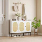 Armoire en rotin à 3 portes, organisateur de rangement pour chaussures avec étagères réglables, armoire de rangement 7 niveaux non encastrée pour entrée, couloir, salon