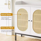 Armoire en rotin à 3 portes, organisateur de rangement pour chaussures avec étagères réglables, armoire de rangement 7 niveaux non encastrée pour entrée, couloir, salon