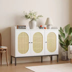 Armoire en rotin à 3 portes, organisateur de rangement pour chaussures avec étagères réglables, armoire de rangement 7 niveaux non encastrée pour entrée, couloir, salon