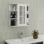 Meuble de salle de bain mural avec étagères réglables, 6 étagères ouvertes et grand espace de rangement pour salle de bain et buanderie