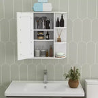 Meuble de salle de bain mural avec étagères réglables, 6 étagères ouvertes et grand espace de rangement pour salle de bain et buanderie
