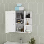 Meuble de salle de bain mural avec étagères réglables, 6 étagères ouvertes et grand espace de rangement pour salle de bain et buanderie