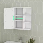 Meuble de salle de bain mural avec étagères réglables, 6 étagères ouvertes et grand espace de rangement pour salle de bain et buanderie