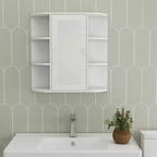 Meuble de salle de bain mural avec étagères réglables, 6 étagères ouvertes et grand espace de rangement pour salle de bain et buanderie