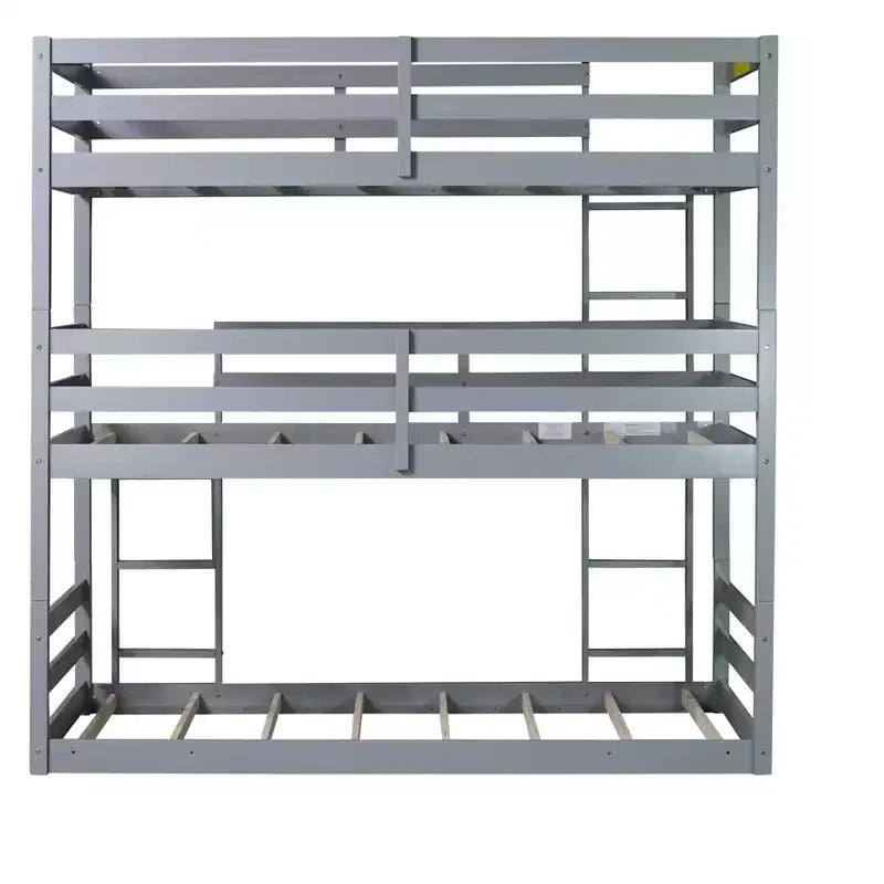 Lit superposé triple en bois avec 2 échelles intégrées, séparable en 3 lits simples