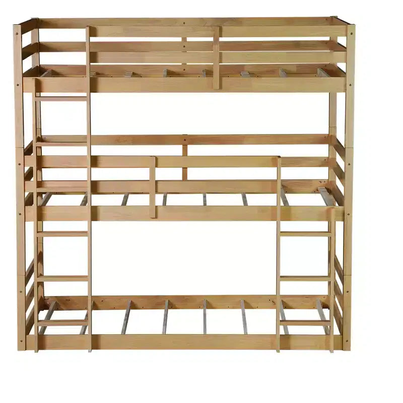 Lit superposé triple en bois avec 2 échelles intégrées, séparable en 3 lits simples