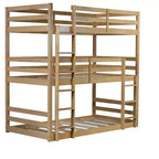 Lit superposé triple en bois avec 2 échelles intégrées, séparable en 3 lits simples