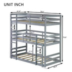 Lit superposé triple en bois avec 2 échelles intégrées, séparable en 3 lits simples