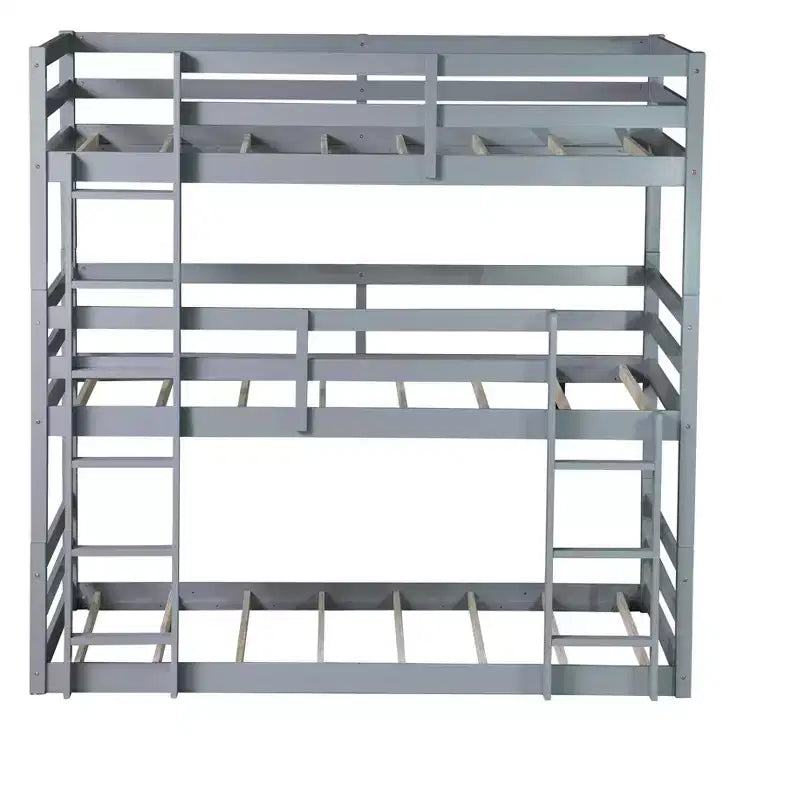 Lit superposé triple en bois avec 2 échelles intégrées, séparable en 3 lits simples
