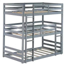 Lit superposé triple en bois avec 2 échelles intégrées, séparable en 3 lits simples