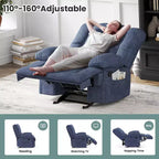 Fauteuil inclinable à bascule surdimensionné bleu pour adultes, en chenille, ergonomique, parfait pour le salon