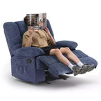 Fauteuil inclinable à bascule surdimensionné bleu pour adultes, en chenille, ergonomique, parfait pour le salon
