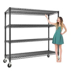 Heavy Duty Shelving Unit with Wheels & Feet, 5-Tiers Garage Shelving for Pantry Garage Kitchen Home Commercia